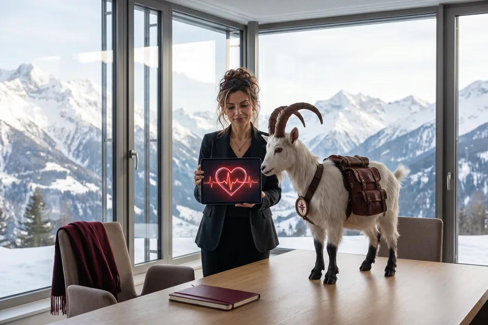 Vera holding a tablet showing a heart rhythm, VI beside her